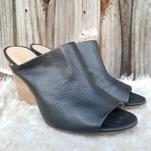 Open Toe Mule Naturalizer Sloan Size 9 Black Leather Heeled Slip On